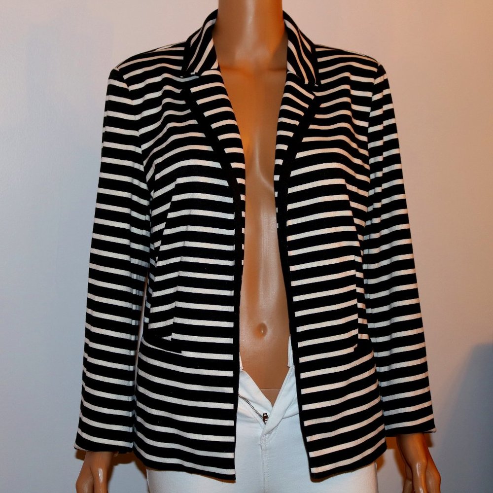 NOTATIONS Striped Open Front Coat